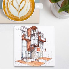 Rag-flats-onion-flats-llc-architecture-drawing Graffiti-architecture UV Print Square Tile Coaster 