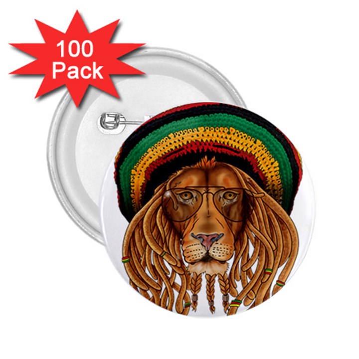 Lion Rastafari 2.25  Buttons (100 pack) 