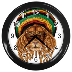 Lion Rastafari Wall Clock (black)