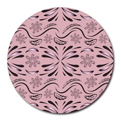 Folk Flowers Print Floral Pattern Ethnic Art Round Mousepads by Eskimos