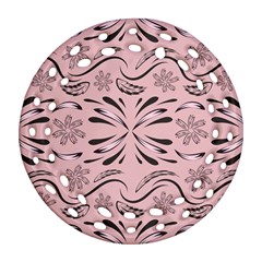 Folk Flowers Print Floral Pattern Ethnic Art Round Filigree Ornament (two Sides) by Eskimos