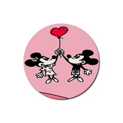 Baloon Love Mickey & Minnie Mouse Rubber Round Coaster (4 Pack) by nate14shop