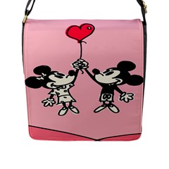 Baloon Love Mickey & Minnie Mouse Flap Closure Messenger Bag (l) by nate14shop