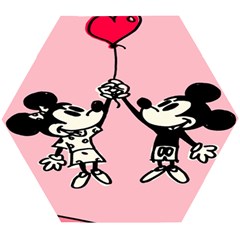 Baloon Love Mickey & Minnie Mouse Wooden Puzzle Hexagon by nate14shop