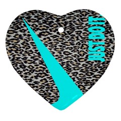 Just Do It Leopard Silver Ornament (heart) by nate14shop