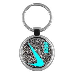 Just Do It Leopard Silver Key Chain (round)
