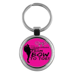 Bow To Toe Cheer Pink Key Chain (round) by nate14shop