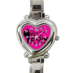 Bow To Toe Cheer Pink Heart Italian Charm Watch by nate14shop