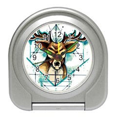 Deer-unicorn-tattoo-drawing-vector-watercolor Travel Alarm Clock