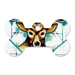 Deer-unicorn-tattoo-drawing-vector-watercolor Dog Tag Bone (one Side)