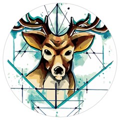 Deer-unicorn-tattoo-drawing-vector-watercolor Round Trivet by Jancukart