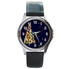 Abstract-christmas-tree Round Metal Watch by nate14shop