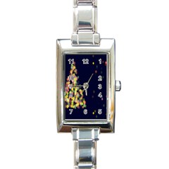 Abstract-christmas-tree Rectangle Italian Charm Watch by nate14shop