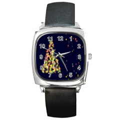 Abstract-christmas-tree Square Metal Watch by nate14shop