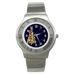 Abstract-christmas-tree Stainless Steel Watch by nate14shop