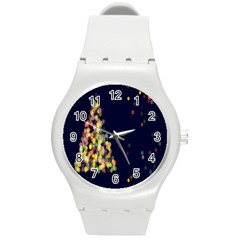 Abstract-christmas-tree Round Plastic Sport Watch (m) by nate14shop