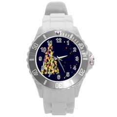 Abstract-christmas-tree Round Plastic Sport Watch (l) by nate14shop