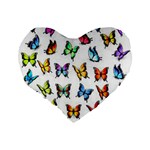 Big Collection Off Colorful Butterfiles Standard 16  Premium Flano Heart Shape Cushions Back