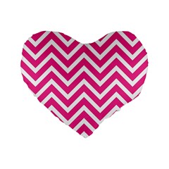 Chevrons - Pink Standard 16  Premium Flano Heart Shape Cushions