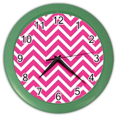 Chevrons - Pink Color Wall Clock by nate14shop
