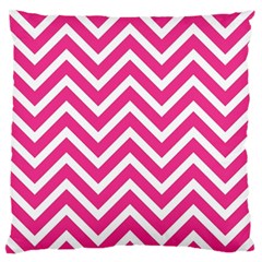 Chevrons - Pink Large Flano Cushion Case (one Side) by nate14shop