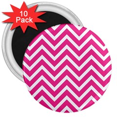 Chevrons - Pink 3  Magnets (10 Pack)  by nate14shop