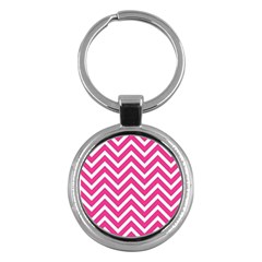 Chevrons - Pink Key Chain (round)