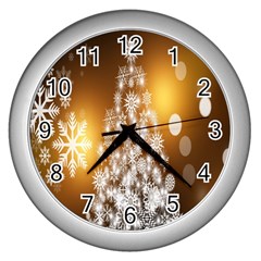 Christmas-tree-a 001 Wall Clock (Silver)