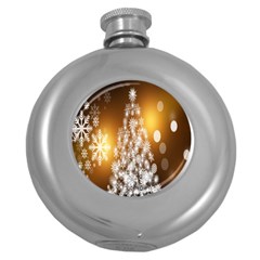 Christmas-tree-a 001 Round Hip Flask (5 oz)