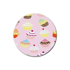 Cupcakes Rubber Round Coaster (4 Pack)