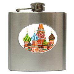 Moscow-kremlin-saint-basils-cathedral-red-square-l-vector-illustration-moscow-building Hip Flask (6 Oz) by Jancukart