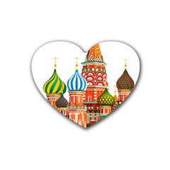 Moscow-kremlin-saint-basils-cathedral-red-square-l-vector-illustration-moscow-building Rubber Coaster (heart) by Jancukart