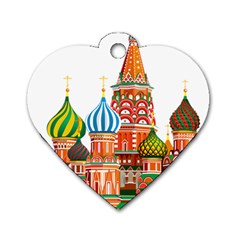 Moscow-kremlin-saint-basils-cathedral-red-square-l-vector-illustration-moscow-building Dog Tag Heart (one Side)