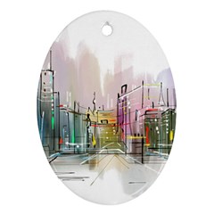 Drawing-watercolor-painting-city Ornament (oval)