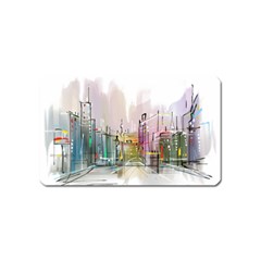 Drawing-watercolor-painting-city Magnet (name Card)