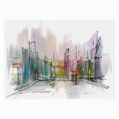 Drawing-watercolor-painting-city Large Glasses Cloth (2 Sides)