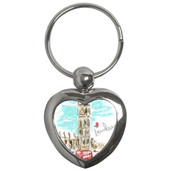 Big-ben-paris-clock-tower-vector-painted-london Key Chain (heart)