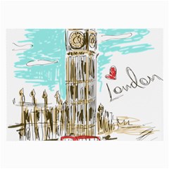 Big-ben-paris-clock-tower-vector-painted-london Large Glasses Cloth (2 Sides)