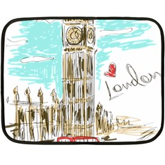 Big-ben-paris-clock-tower-vector-painted-london Fleece Blanket (mini)