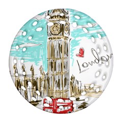 Big-ben-paris-clock-tower-vector-painted-london Round Filigree Ornament (two Sides) by Jancukart