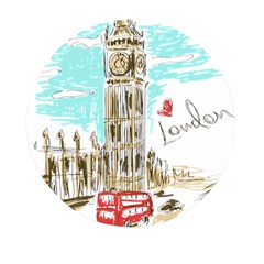 Big-ben-paris-clock-tower-vector-painted-london Mini Round Pill Box (pack Of 5)