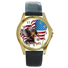 American-eagle- Clip-art Round Gold Metal Watch