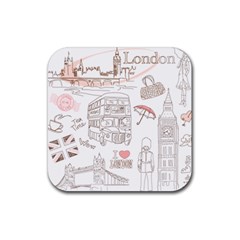 London-paris-drawing-vector-london-comics Rubber Coaster (square)