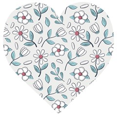 Flowers Pattern Wooden Puzzle Heart by hanggaravicky2