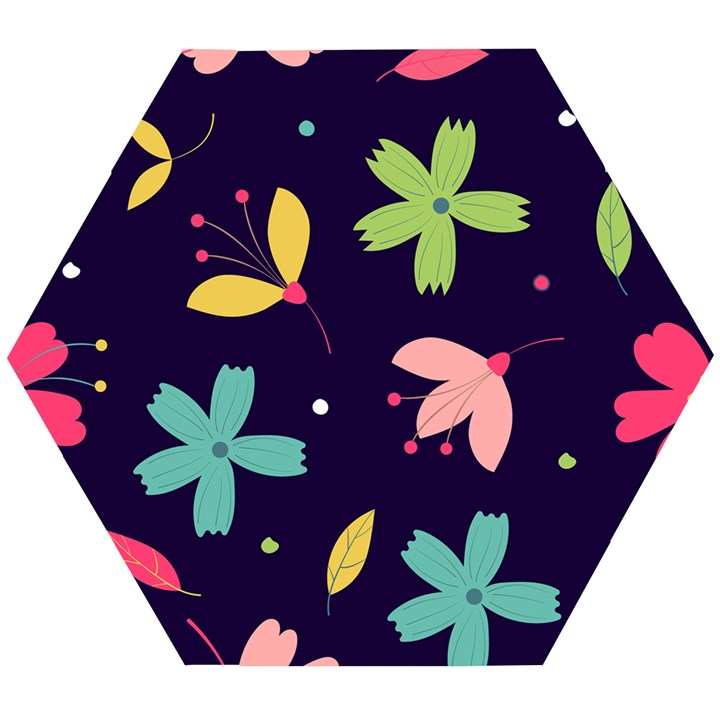 Colorful Floral Wooden Puzzle Hexagon