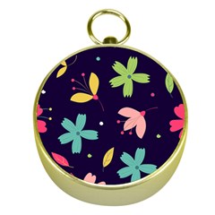 Colorful Floral Gold Compasses