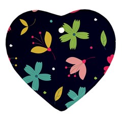 Colorful Floral Heart Ornament (two Sides) by hanggaravicky2