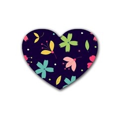 Colorful Floral Rubber Heart Coaster (4 Pack) by hanggaravicky2