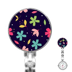 Colorful Floral Stainless Steel Nurses Watch by hanggaravicky2