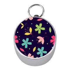 Colorful Floral Mini Silver Compasses